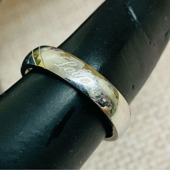 Stainless Steel Real Love Engraved Ring - Picture 1 of 3